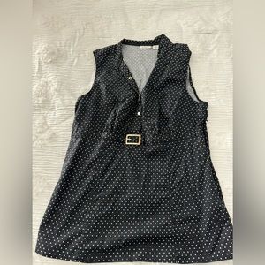 Women’s Blouse Polka Dot Sleeveless Black White Medium